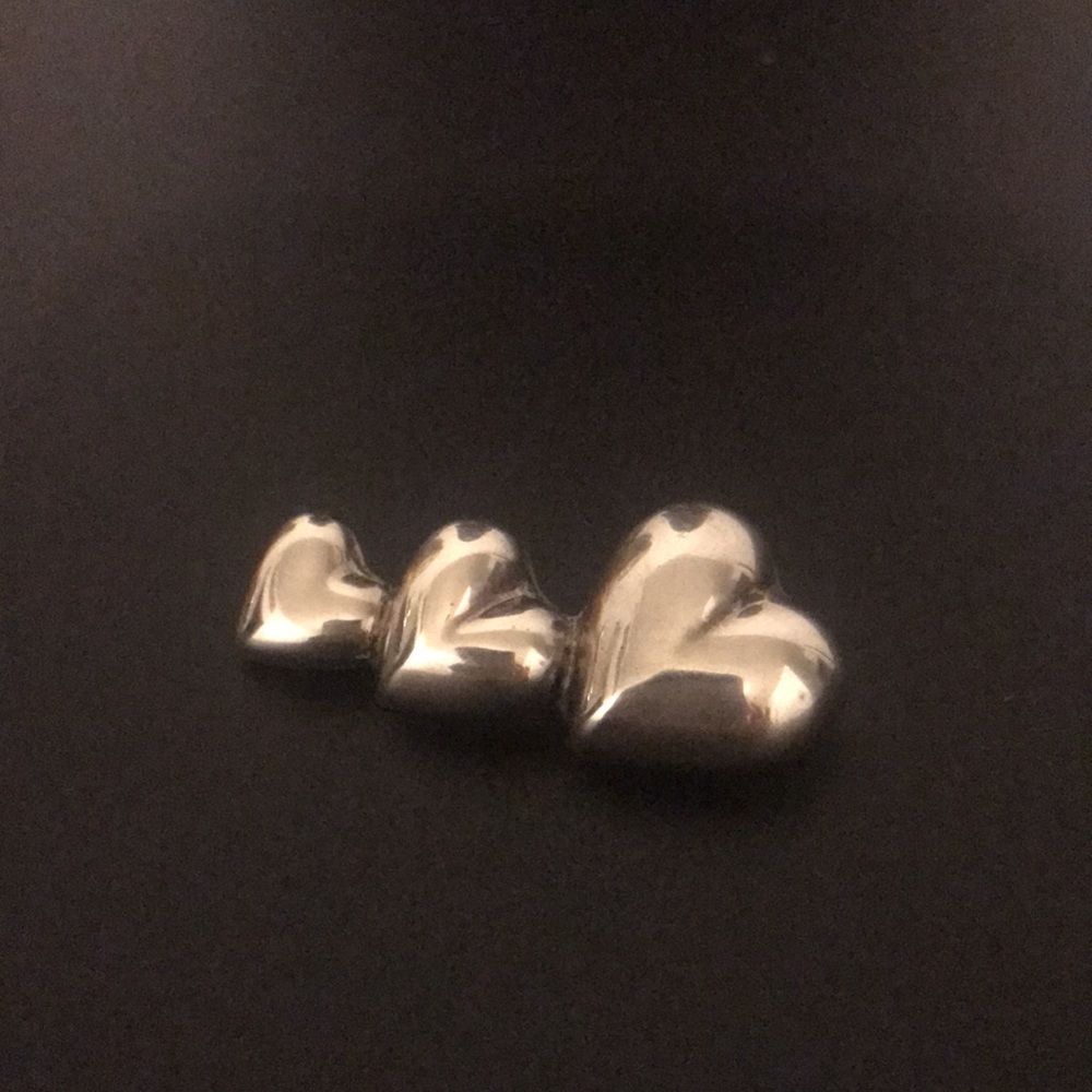 Sterling Silver Vintage Hearts Brooch